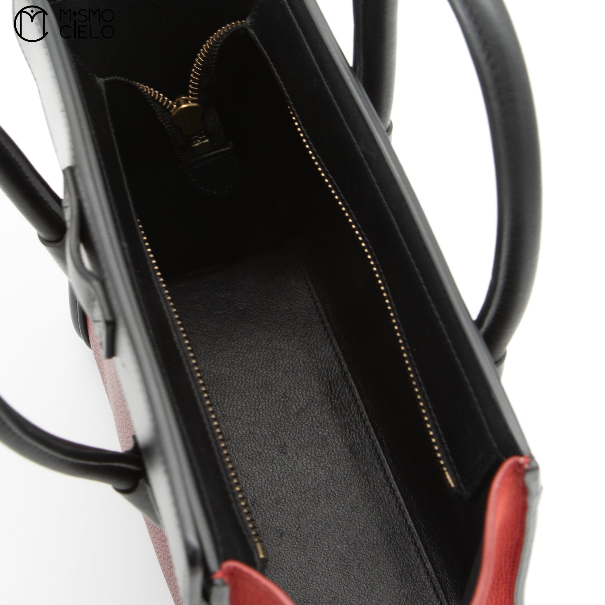 CELINE Tricolor Red Nano Luggage Handbag