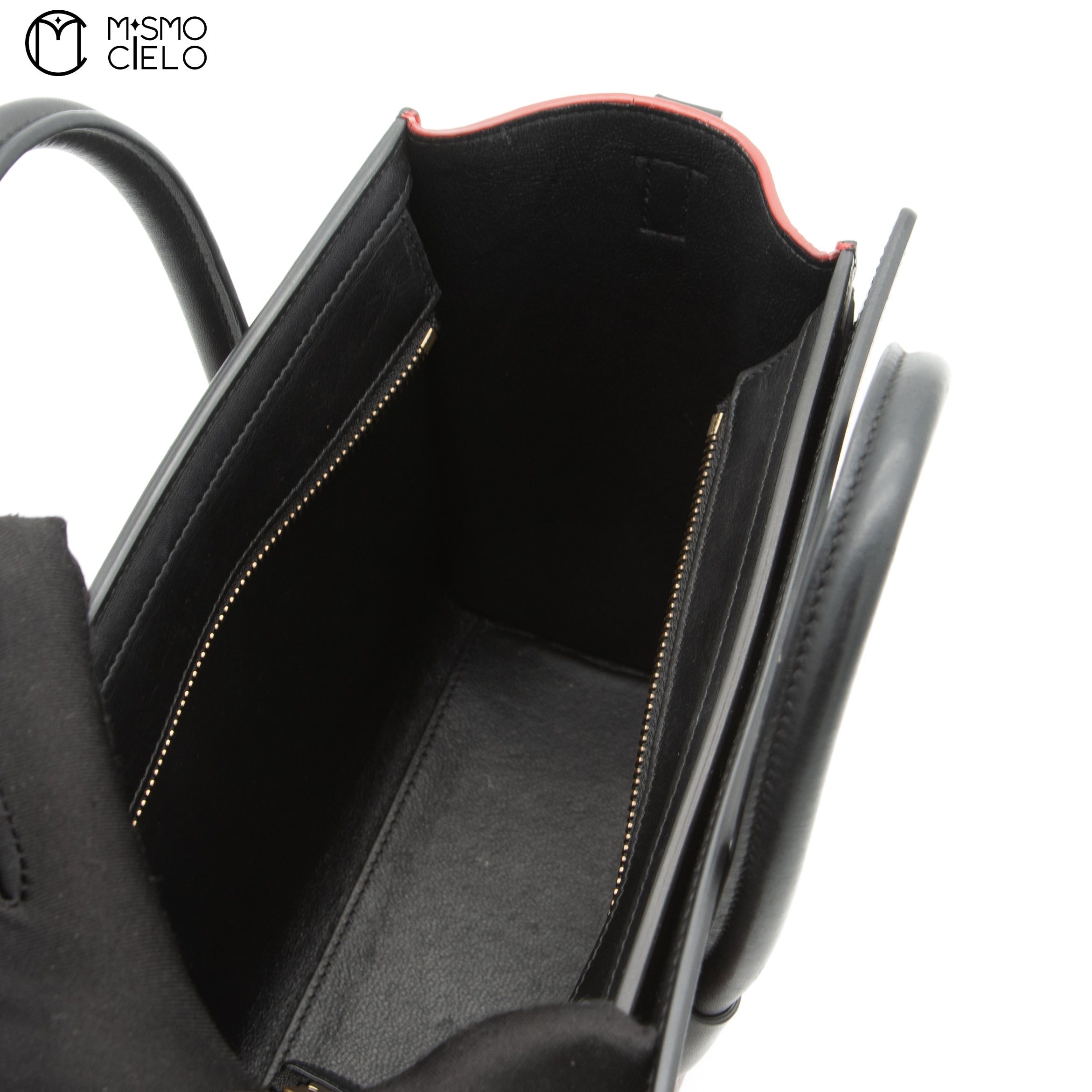 CELINE Tricolor Red Nano Luggage Handbag