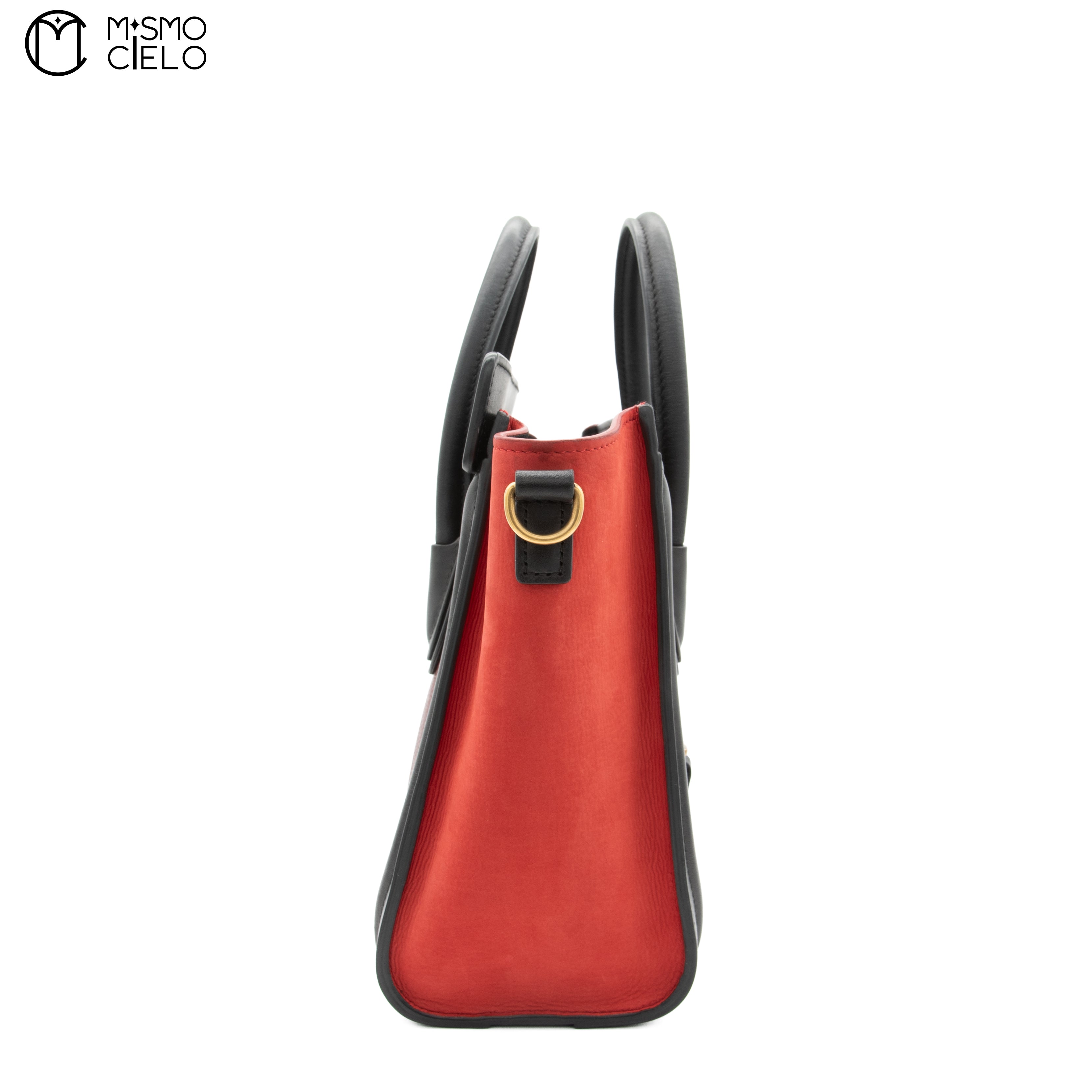 CELINE Tricolor Red Nano Luggage Handbag