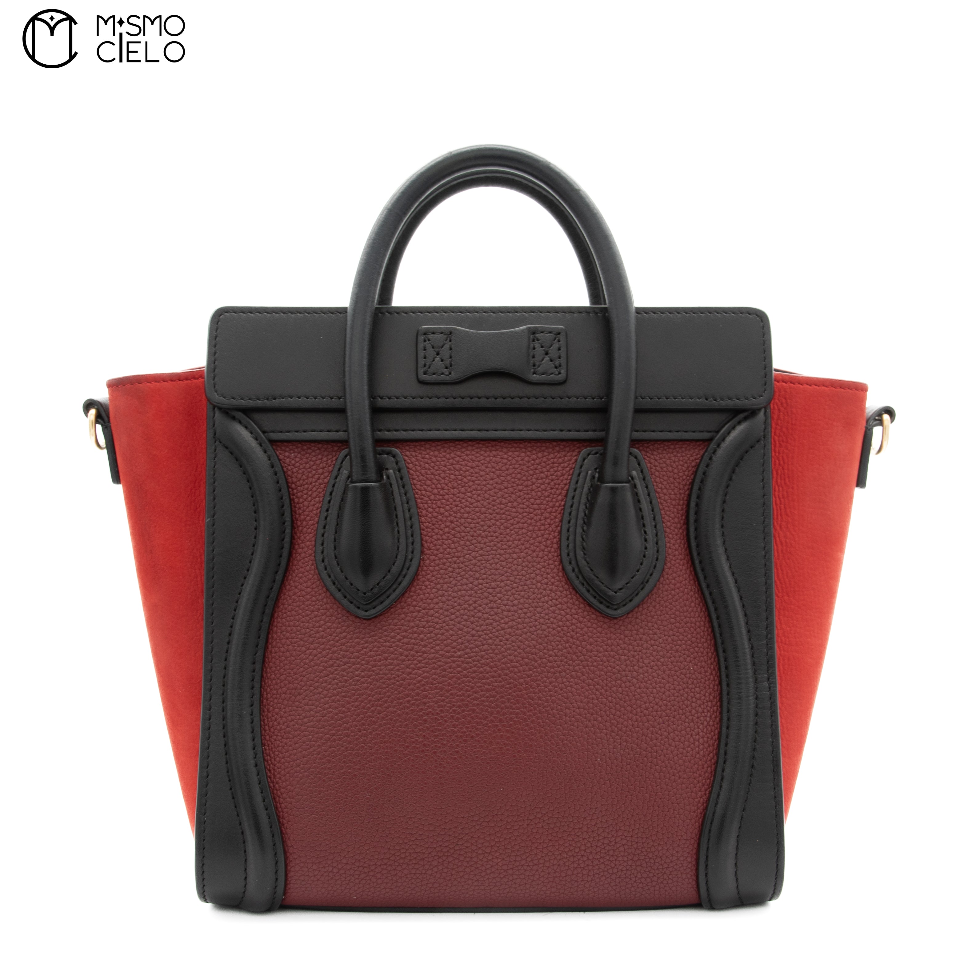 CELINE Tricolor Red Nano Luggage Handbag
