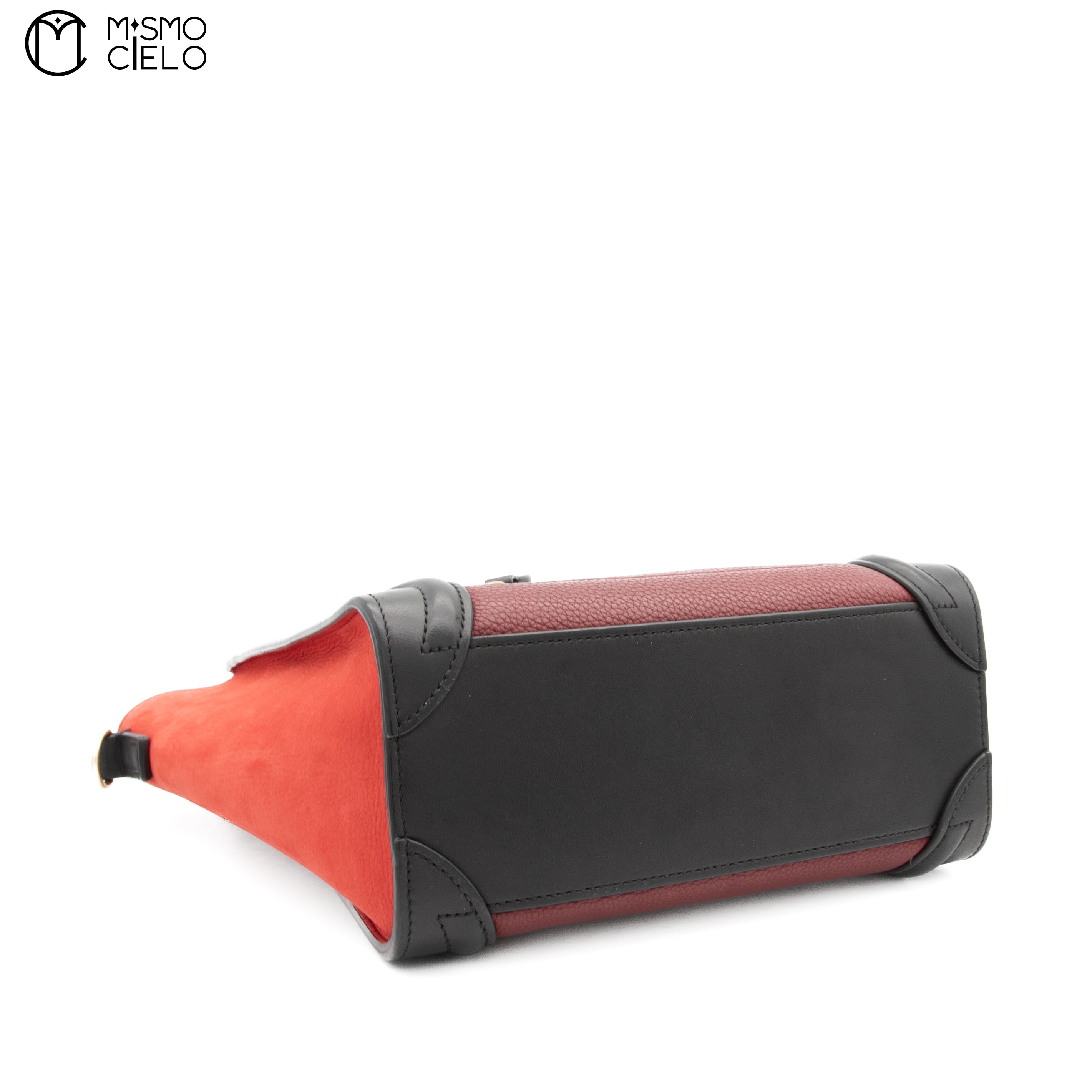 CELINE Tricolor Red Nano Luggage Handbag