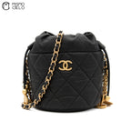 Black Caviar Coin Charm Bucket Bag
