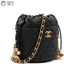 Black Caviar Coin Charm Bucket Bag