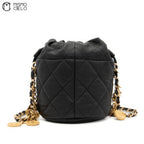 Black Caviar Coin Charm Bucket Bag