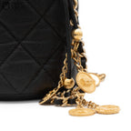 Black Caviar Coin Charm Bucket Bag
