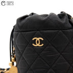 Black Caviar Coin Charm Bucket Bag