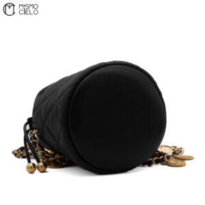 Black Caviar Coin Charm Bucket Bag