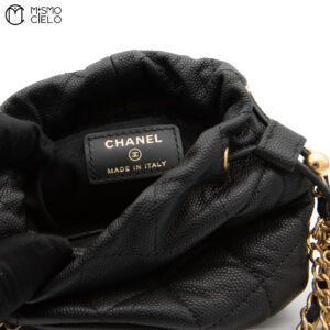 Black Caviar Coin Charm Bucket Bag