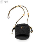 Black Caviar Coin Charm Bucket Bag