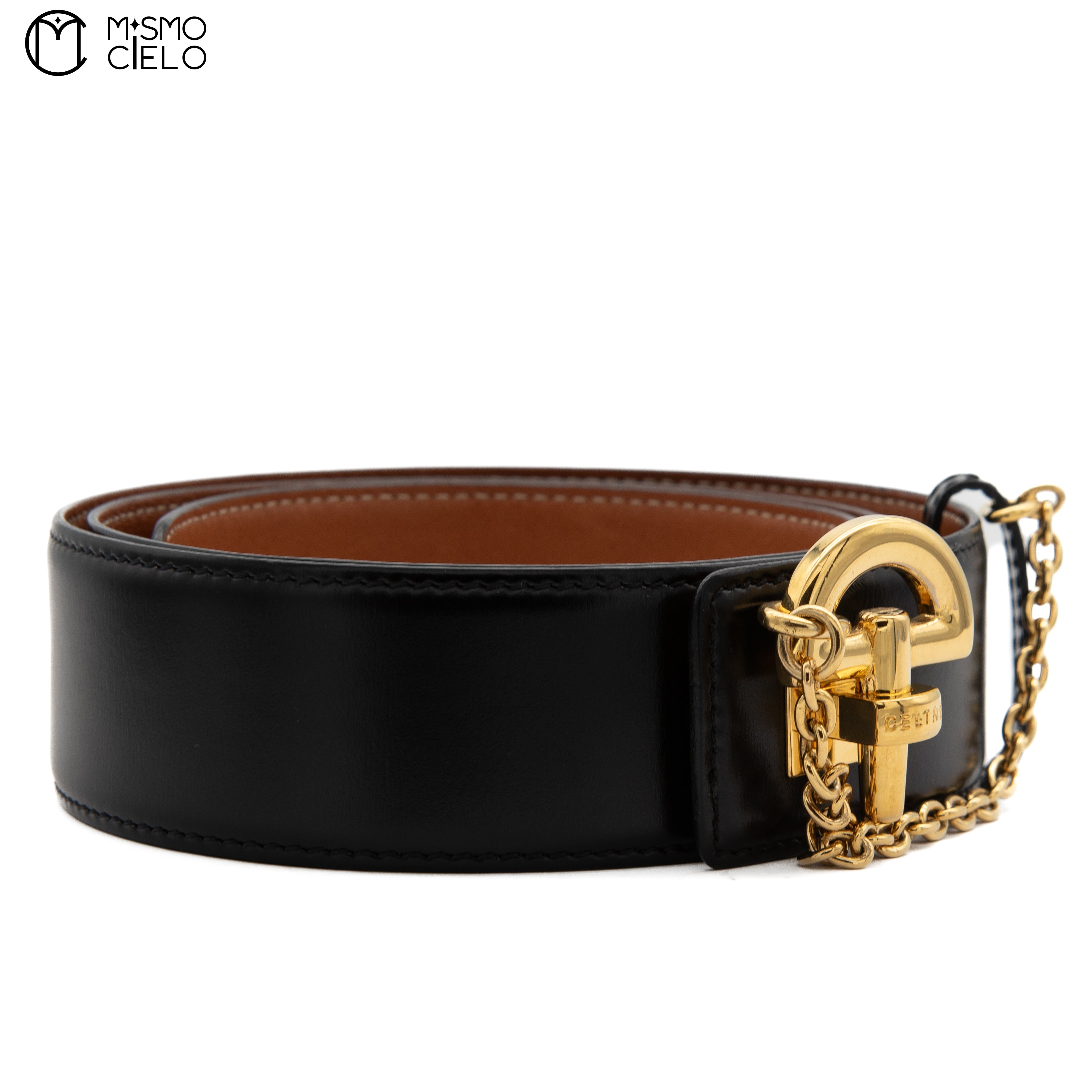 Black And Gold Chain Lock Belt