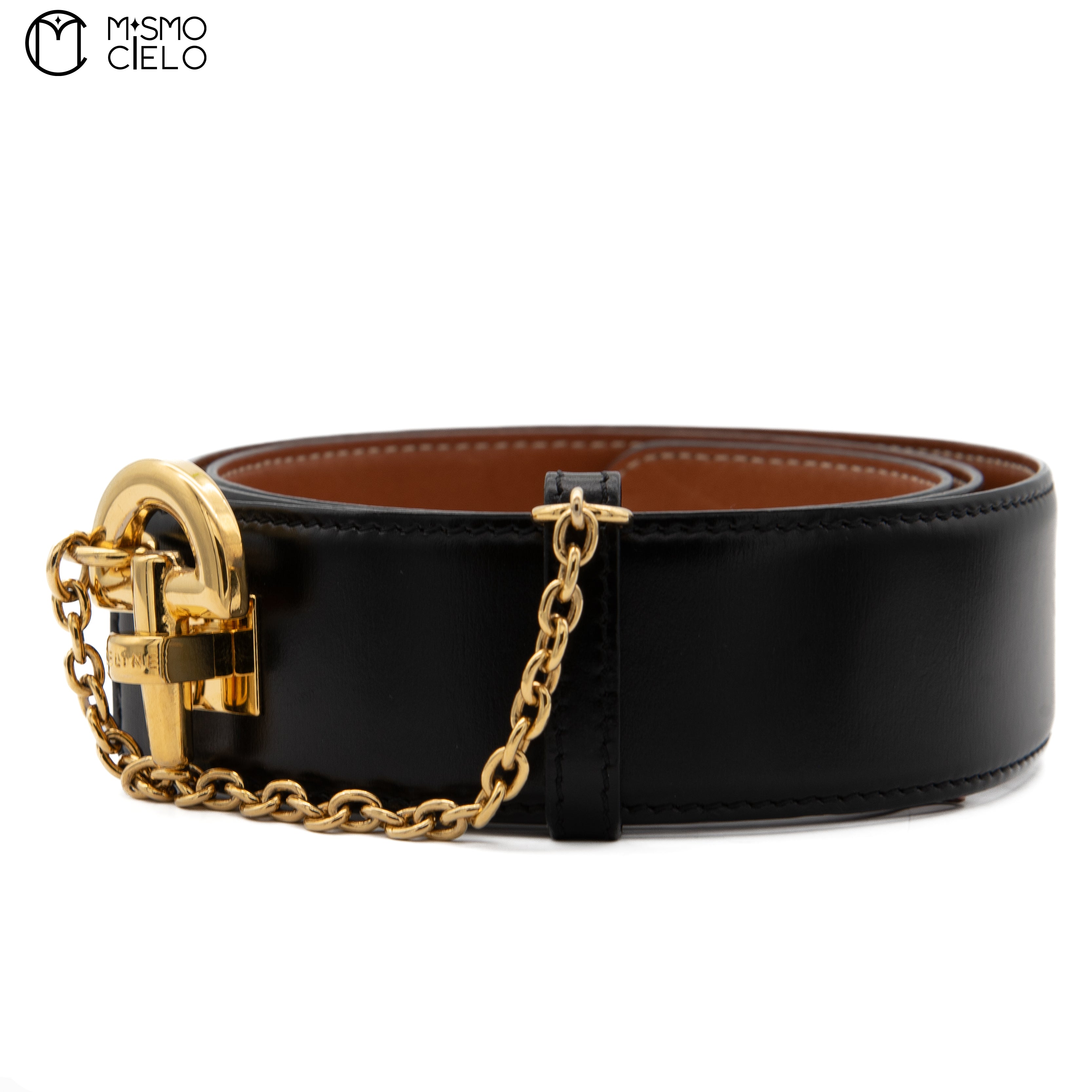 Black And Gold Chain Lock Belt