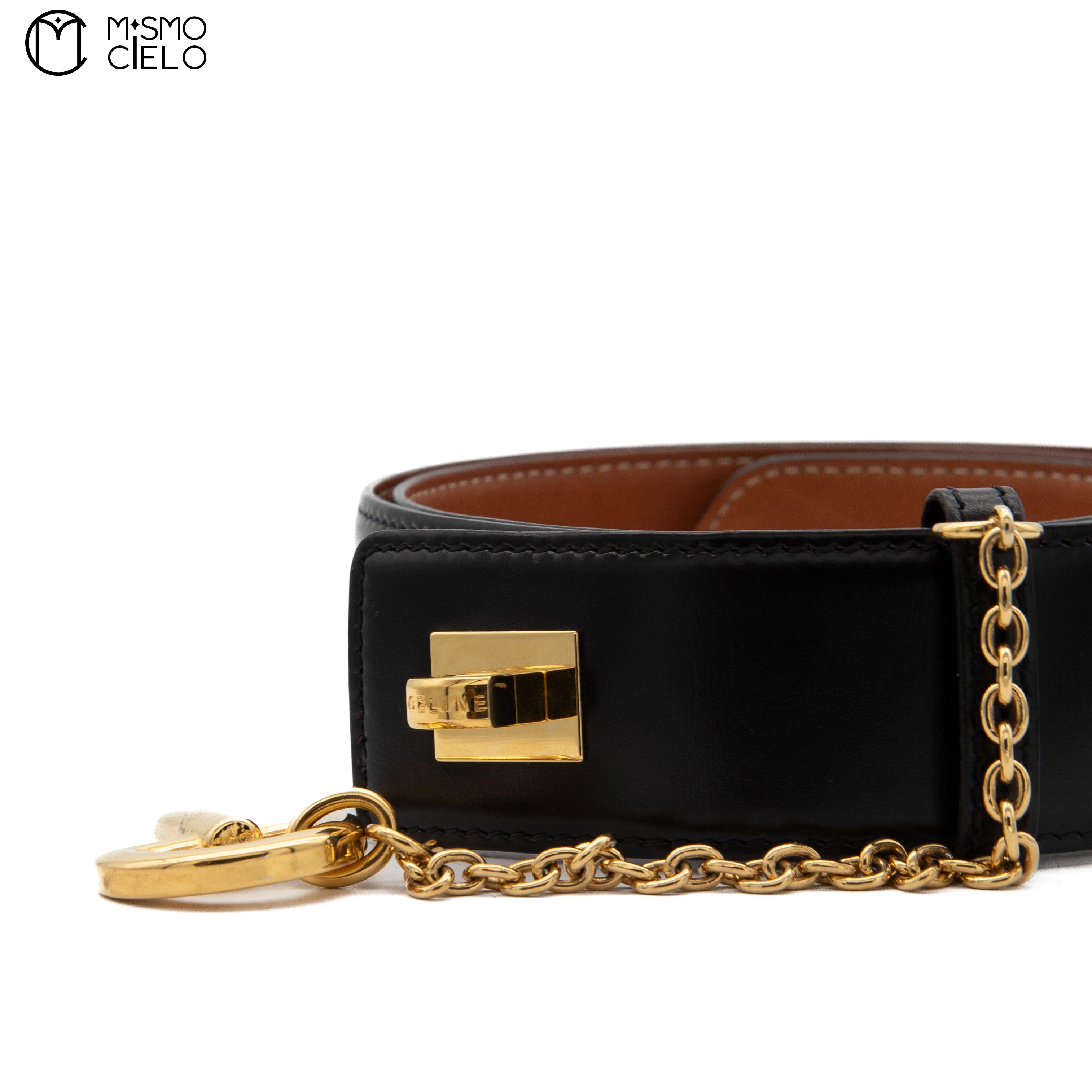 Black And Gold Chain Lock Belt