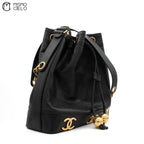 Large CC Caviar Drawstring Bucket Bag