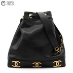 Large CC Caviar Drawstring Bucket Bag