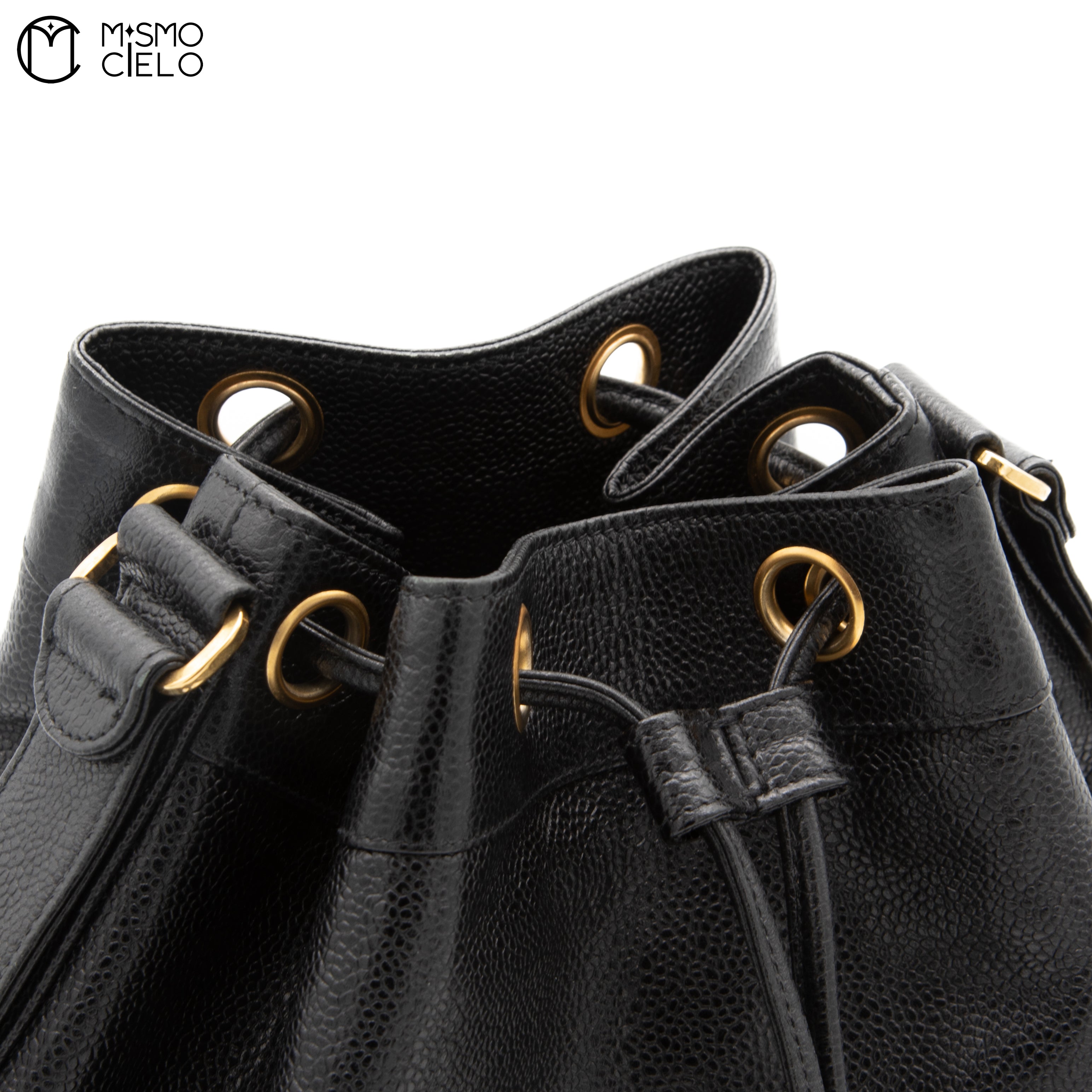 Large CC Caviar Drawstring Bucket Bag