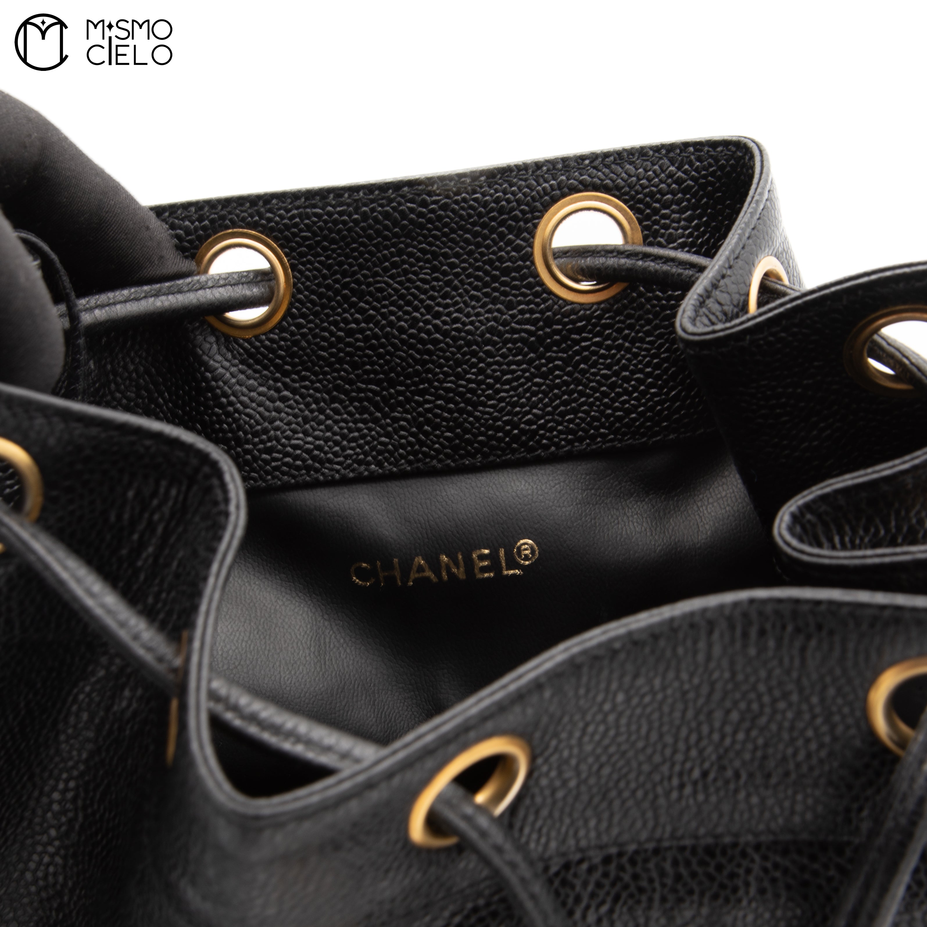 Large CC Caviar Drawstring Bucket Bag