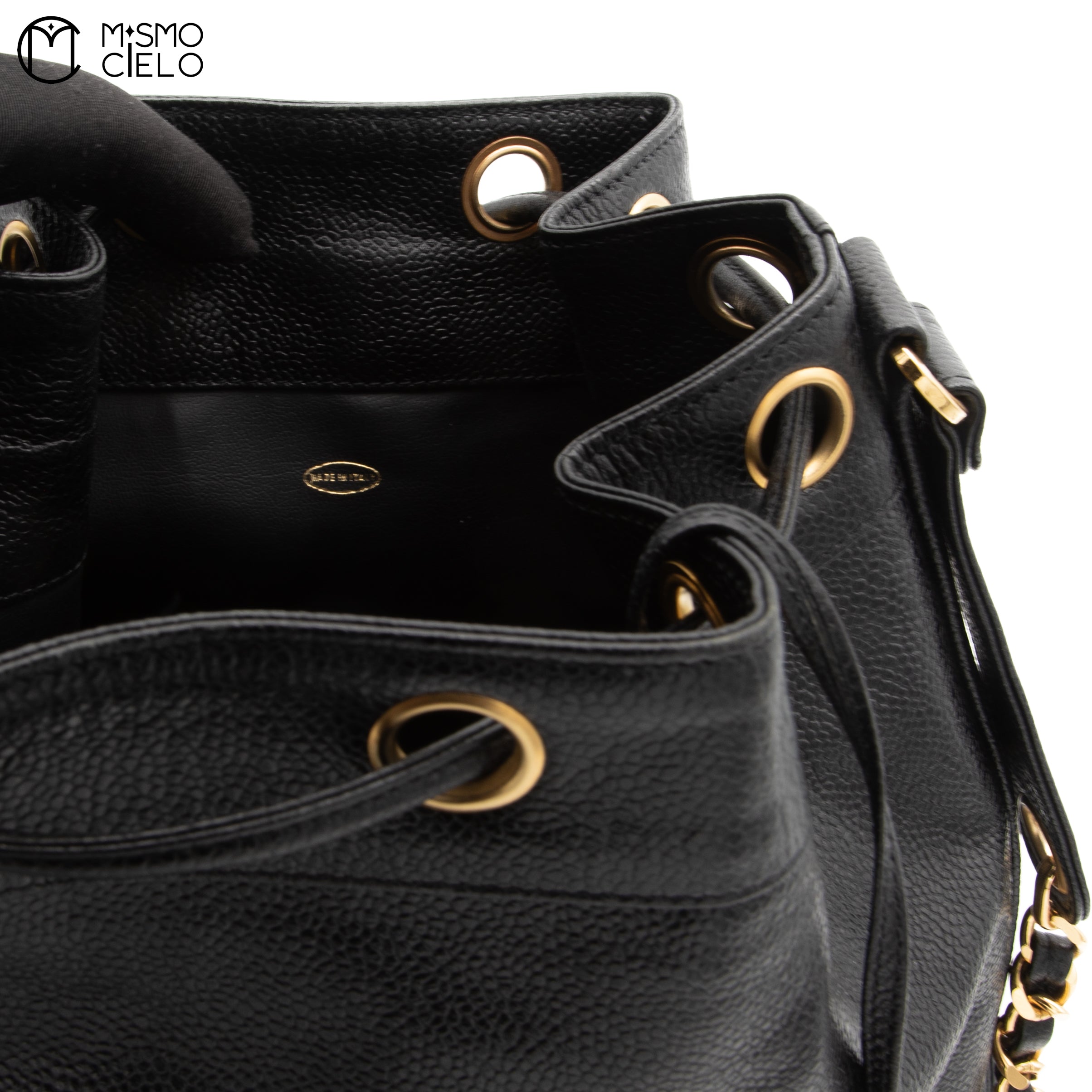 Large CC Caviar Drawstring Bucket Bag