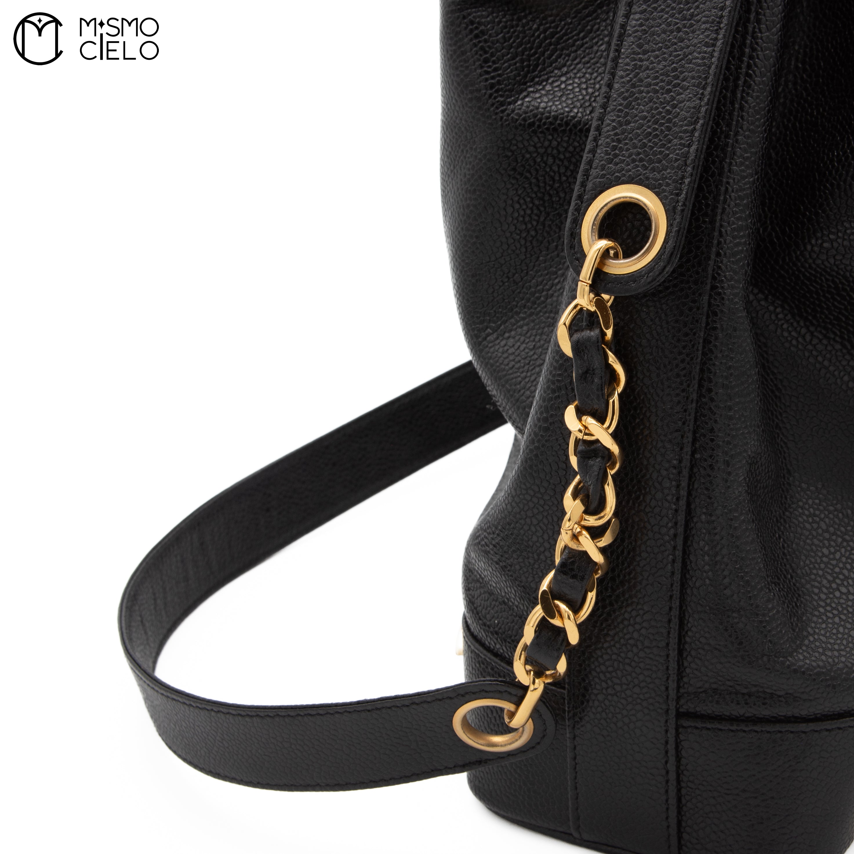 Large CC Caviar Drawstring Bucket Bag