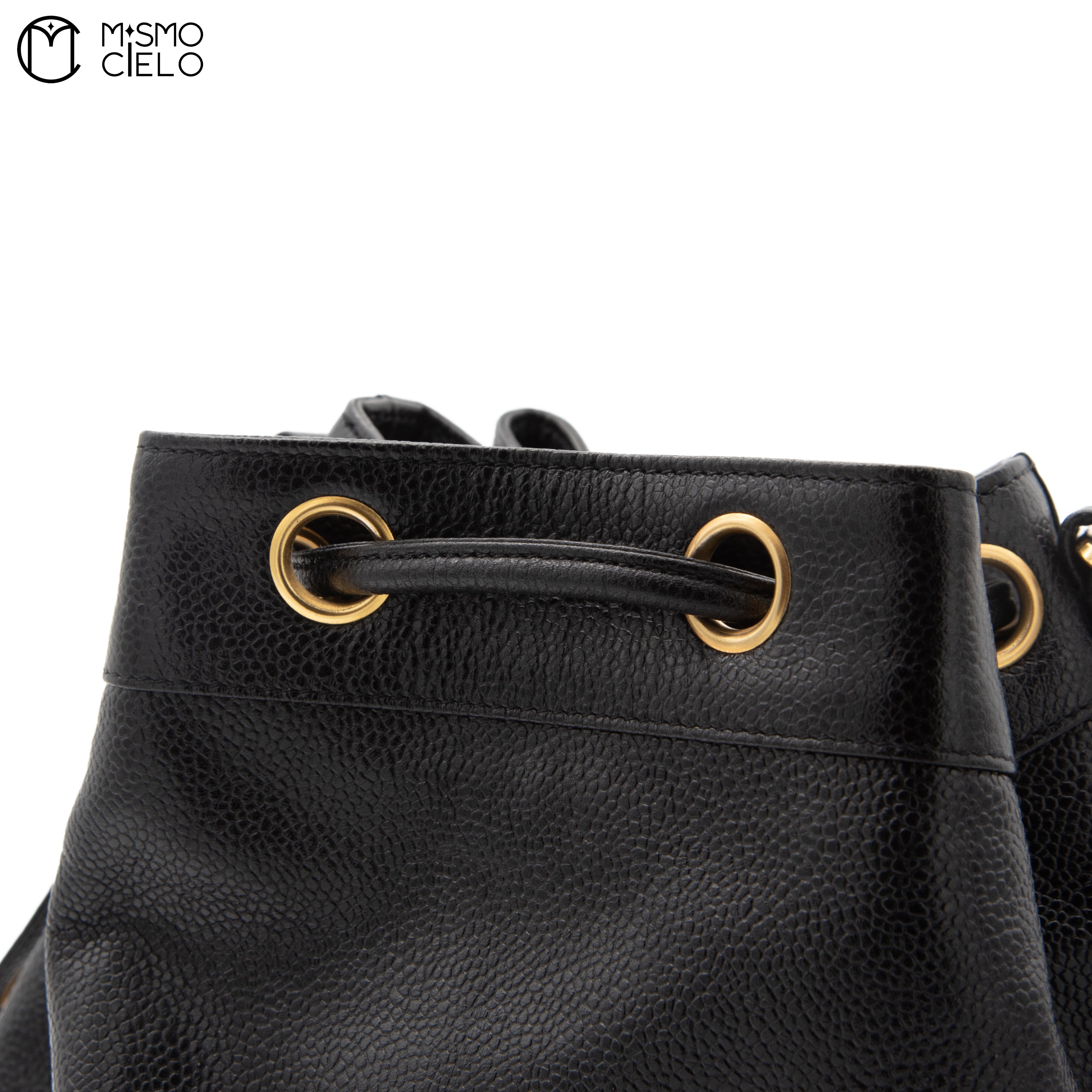 Large CC Caviar Drawstring Bucket Bag