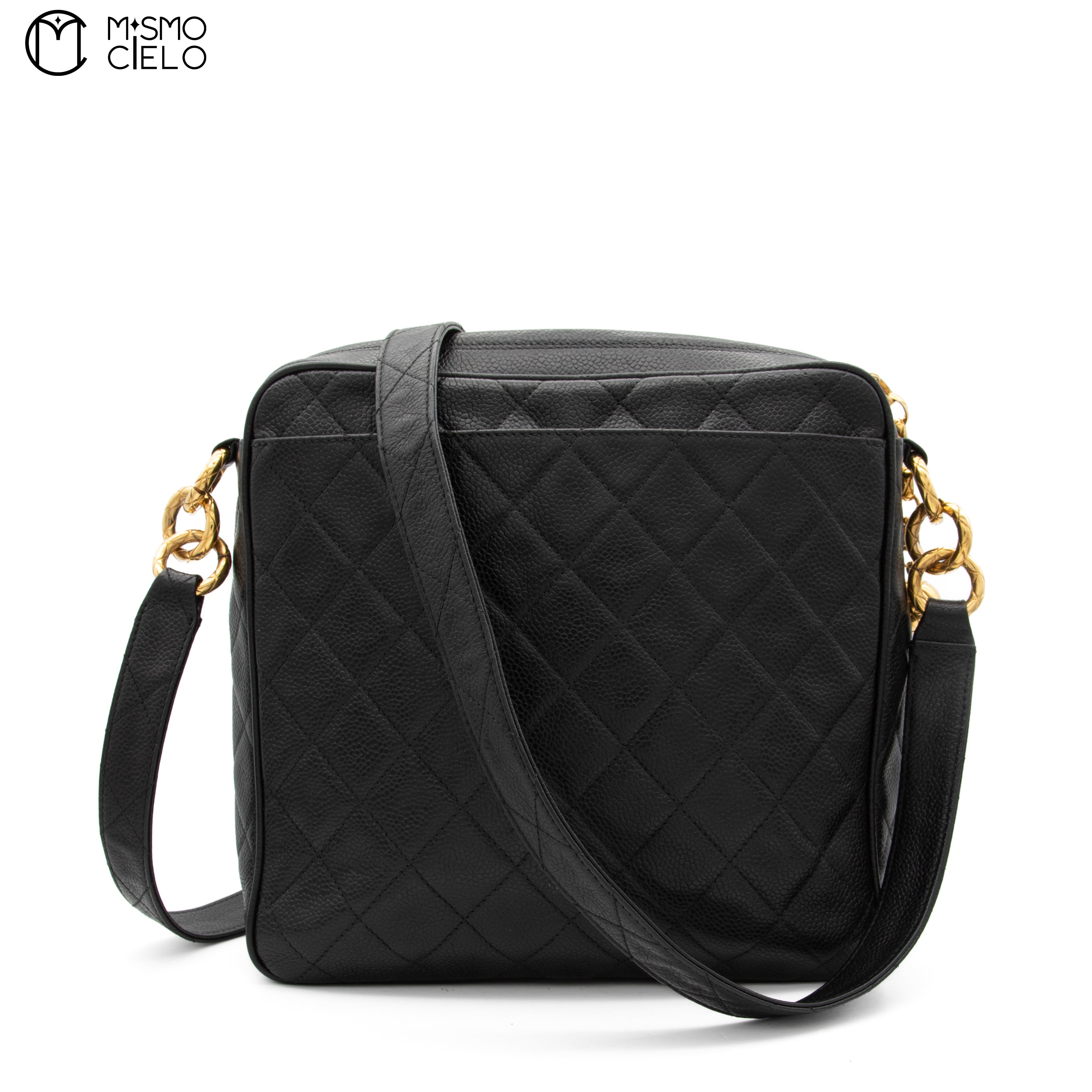 Black Caviar Gold Chain Shoulder Bag