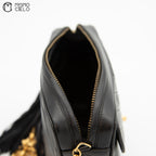 Black Lambskin V Stitch Camera Bag