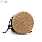 Drawstring Wicker Bucket Bag