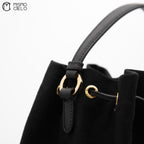 Drawstring Wicker Bucket Bag