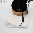 Drawstring Wicker Bucket Bag