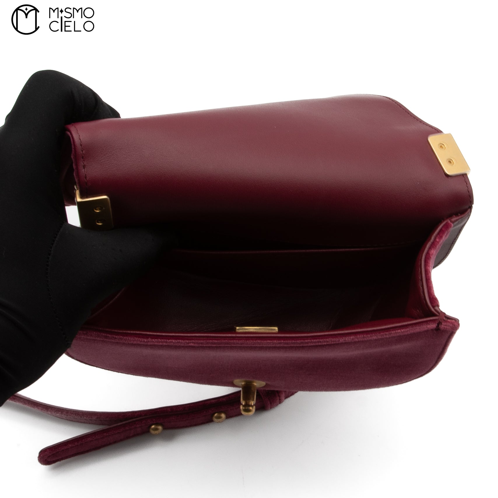 Velour Chain Purple Boy Shoulder Bag