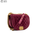 Velour Chain Purple Boy Shoulder Bag