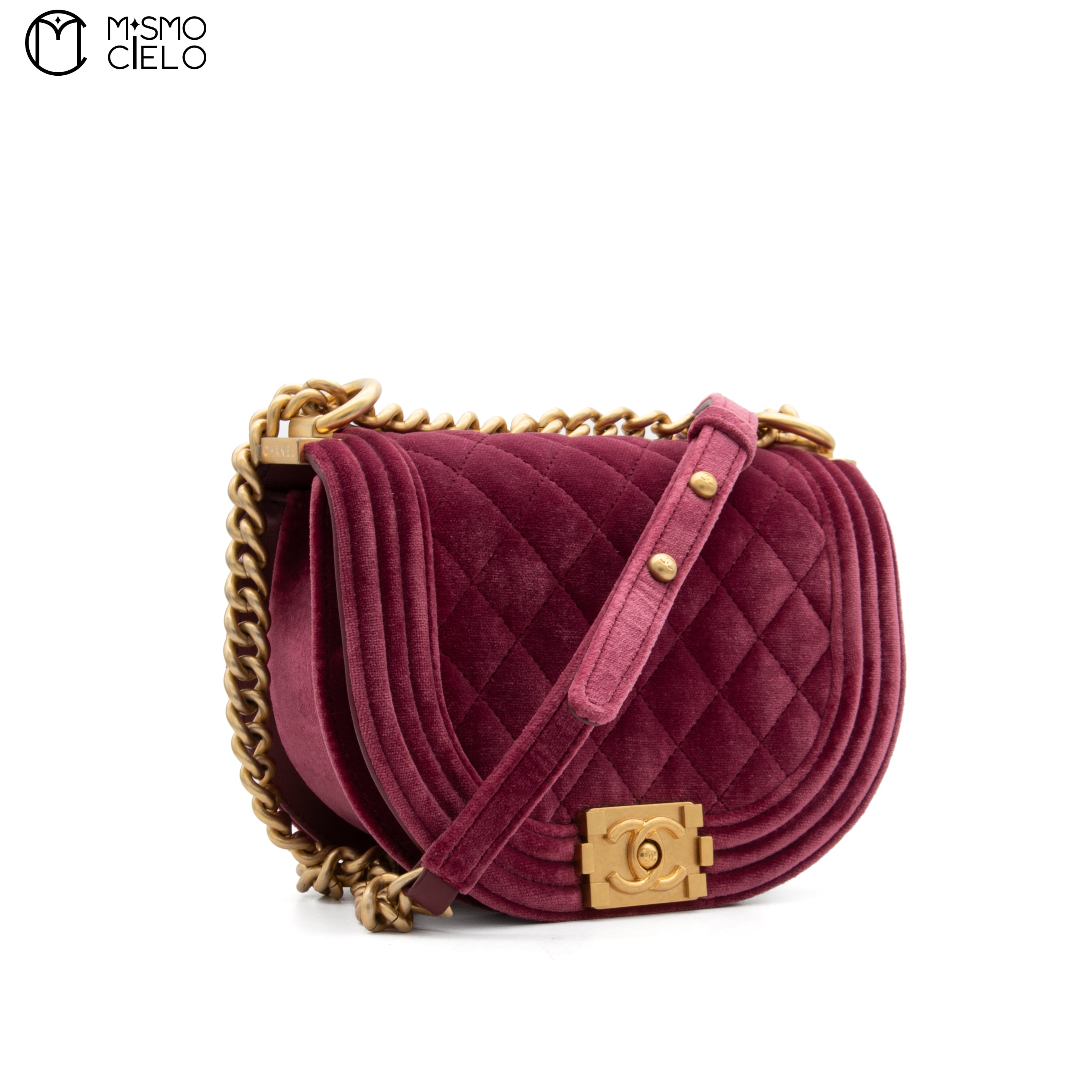 Velour Chain Purple Boy Shoulder Bag