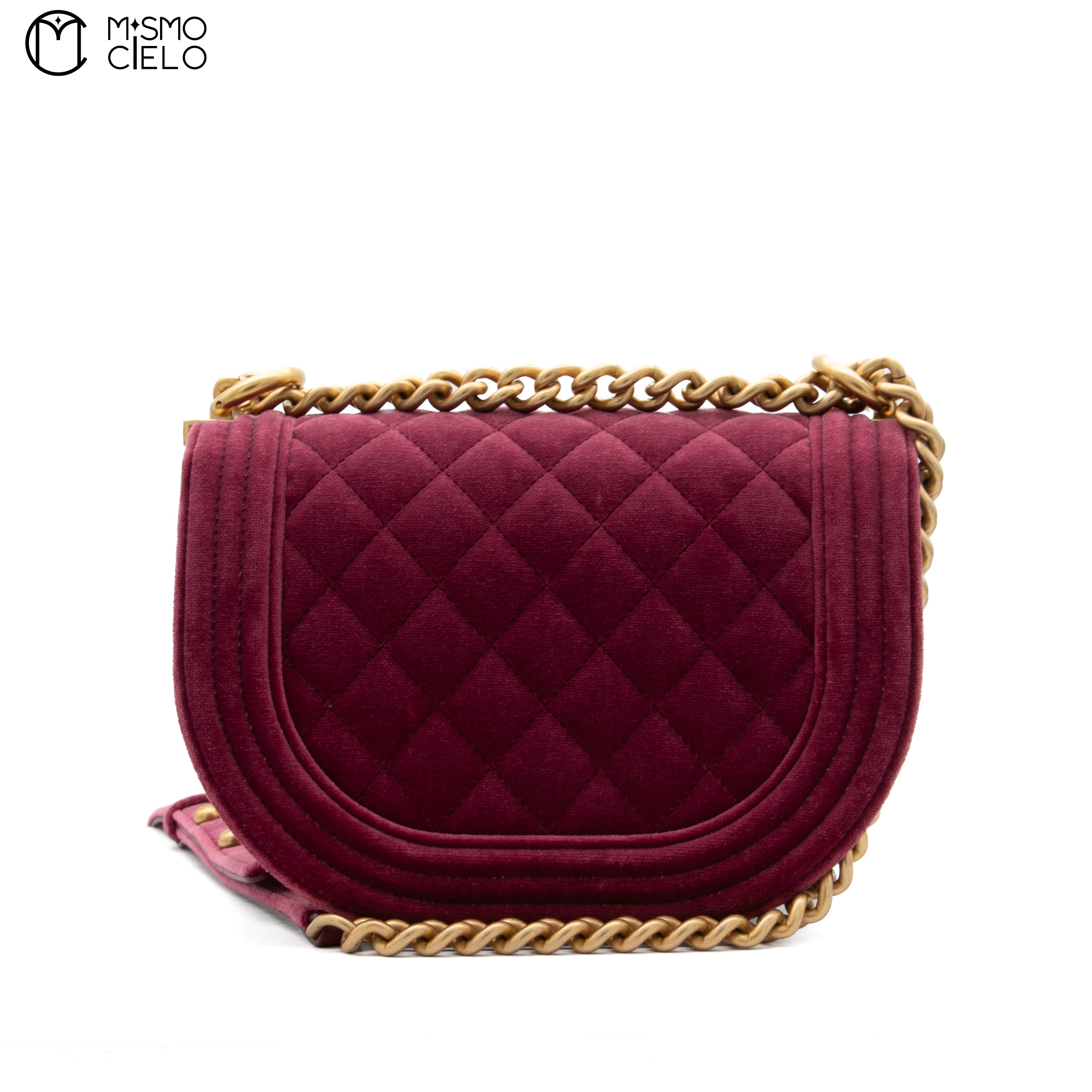 Velour Chain Purple Boy Shoulder Bag