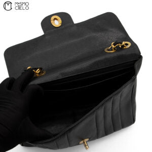 Caviar Skin Mademoiselle Deca Coco Chain Shoulder Bag