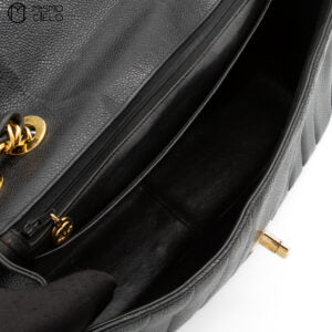 Caviar Skin Mademoiselle Deca Coco Chain Shoulder Bag