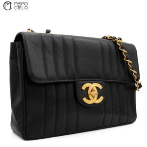 Caviar Skin Mademoiselle Deca Coco Chain Shoulder Bag