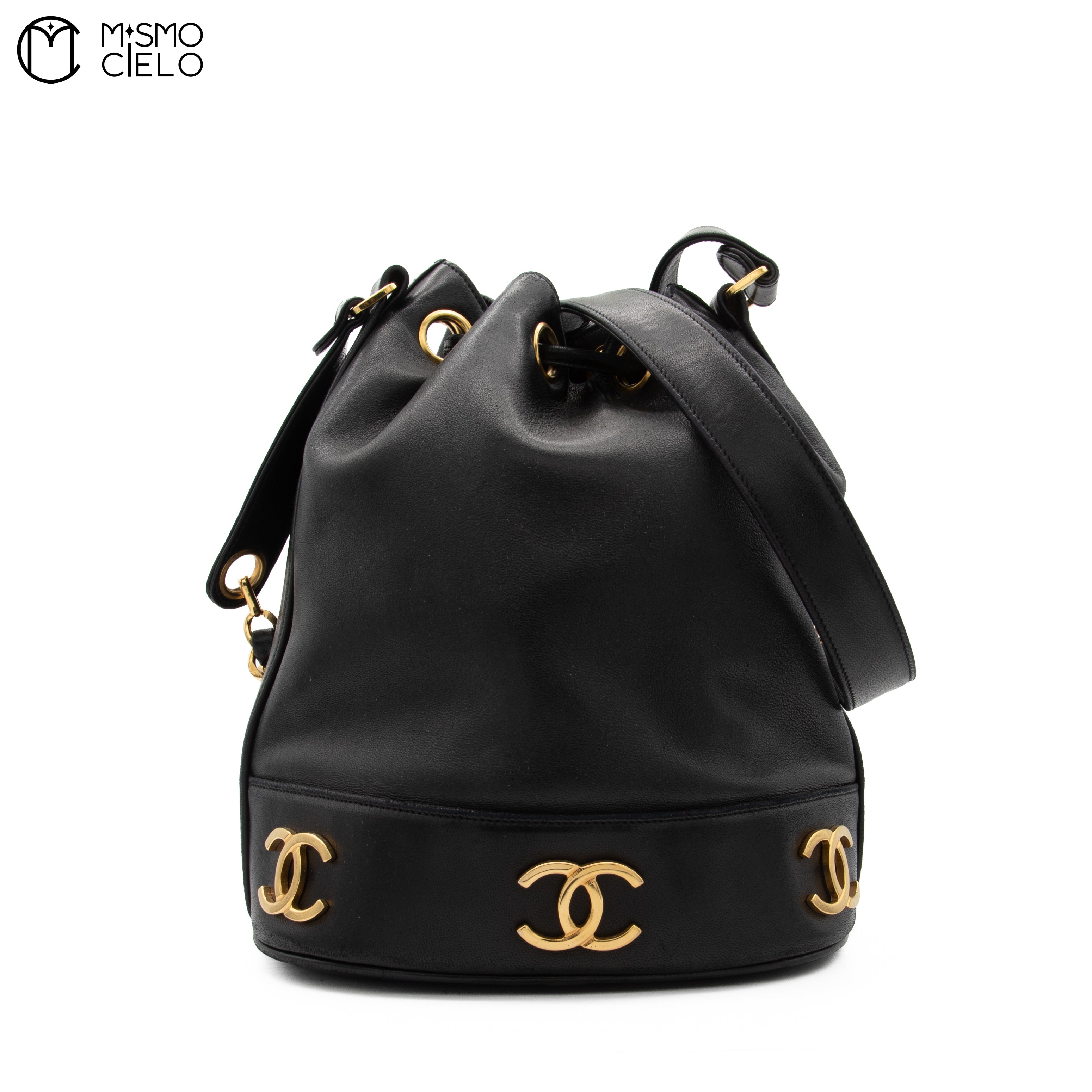 Triple Coco Drawstring Shoulder Bag With Charm Pouch