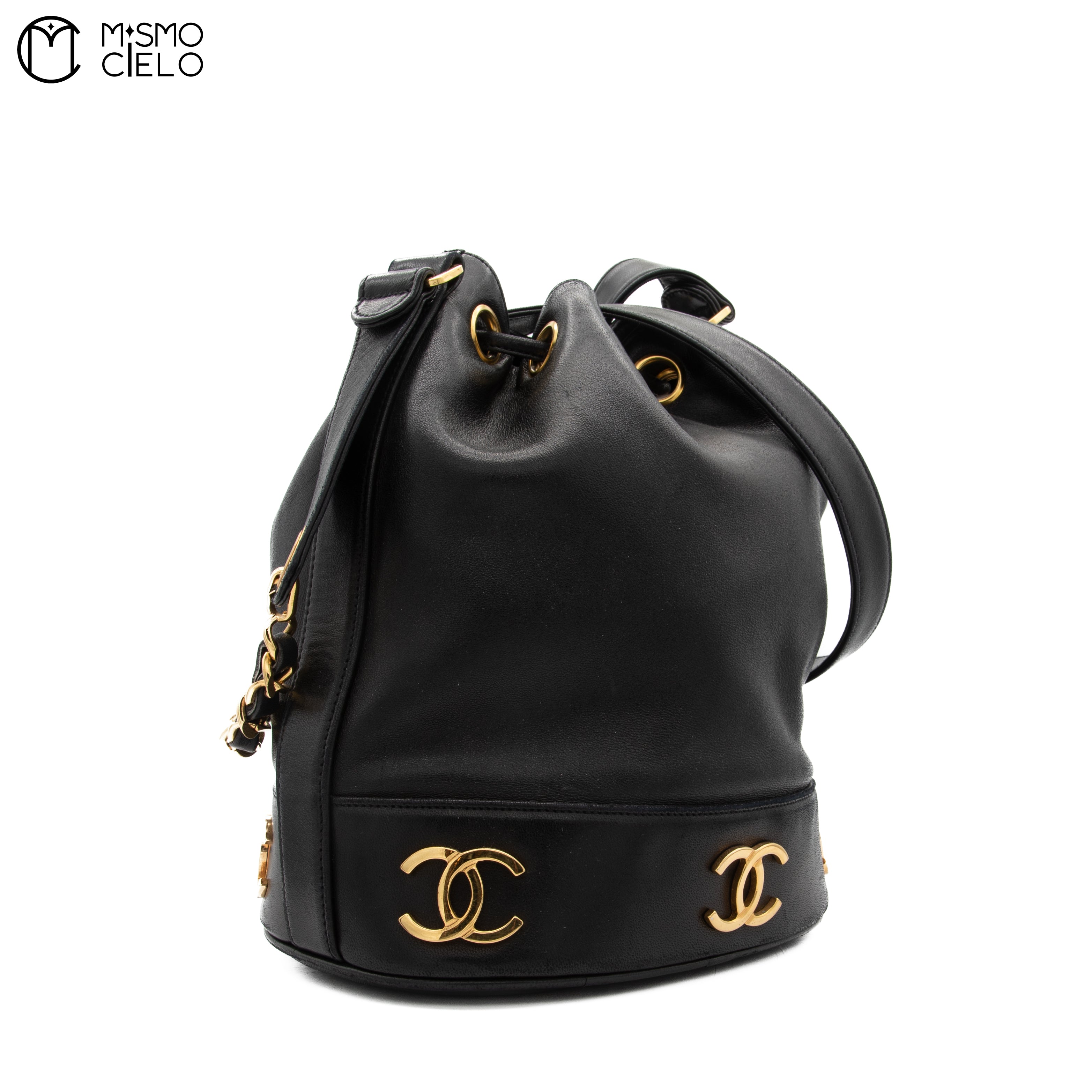 Triple Coco Drawstring Shoulder Bag With Charm Pouch