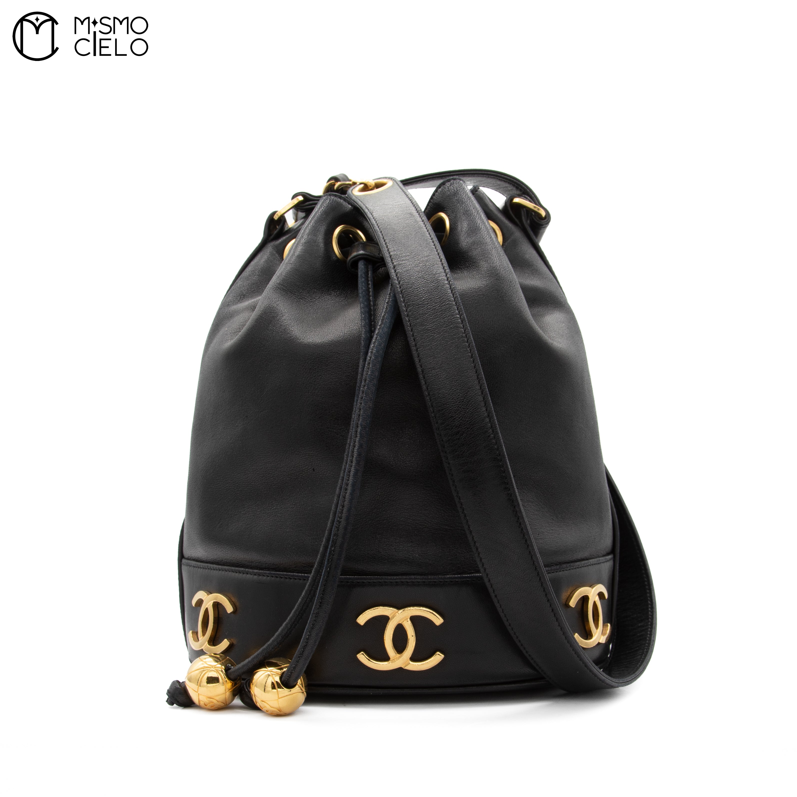 Triple Coco Drawstring Shoulder Bag With Charm Pouch