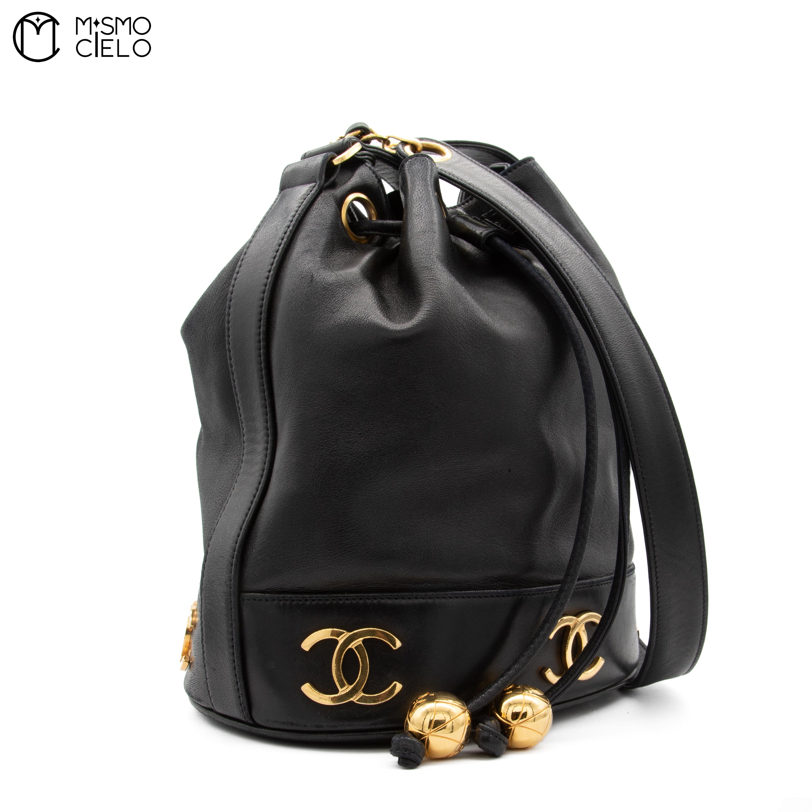Triple Coco Drawstring Shoulder Bag With Charm Pouch