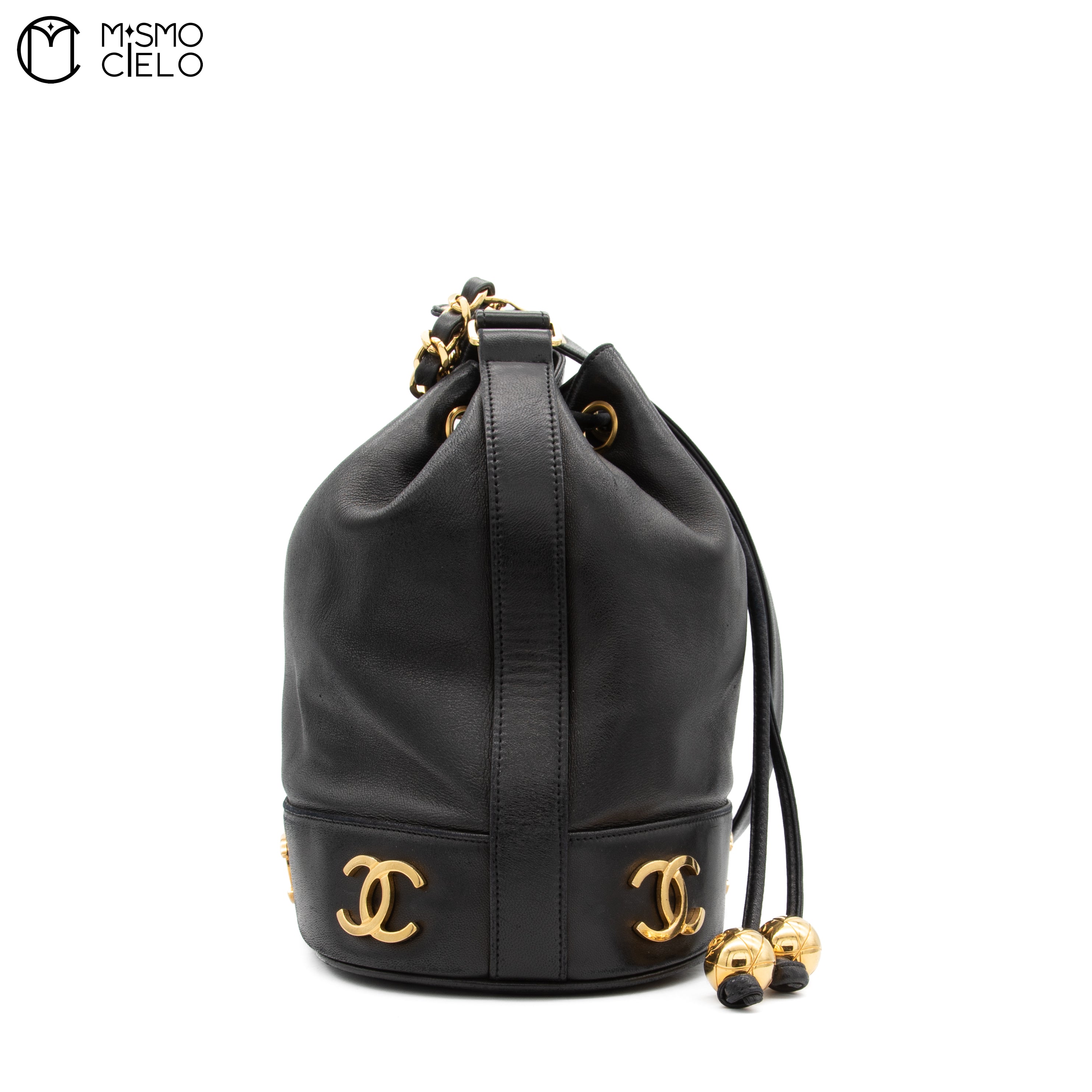 Triple Coco Drawstring Shoulder Bag With Charm Pouch