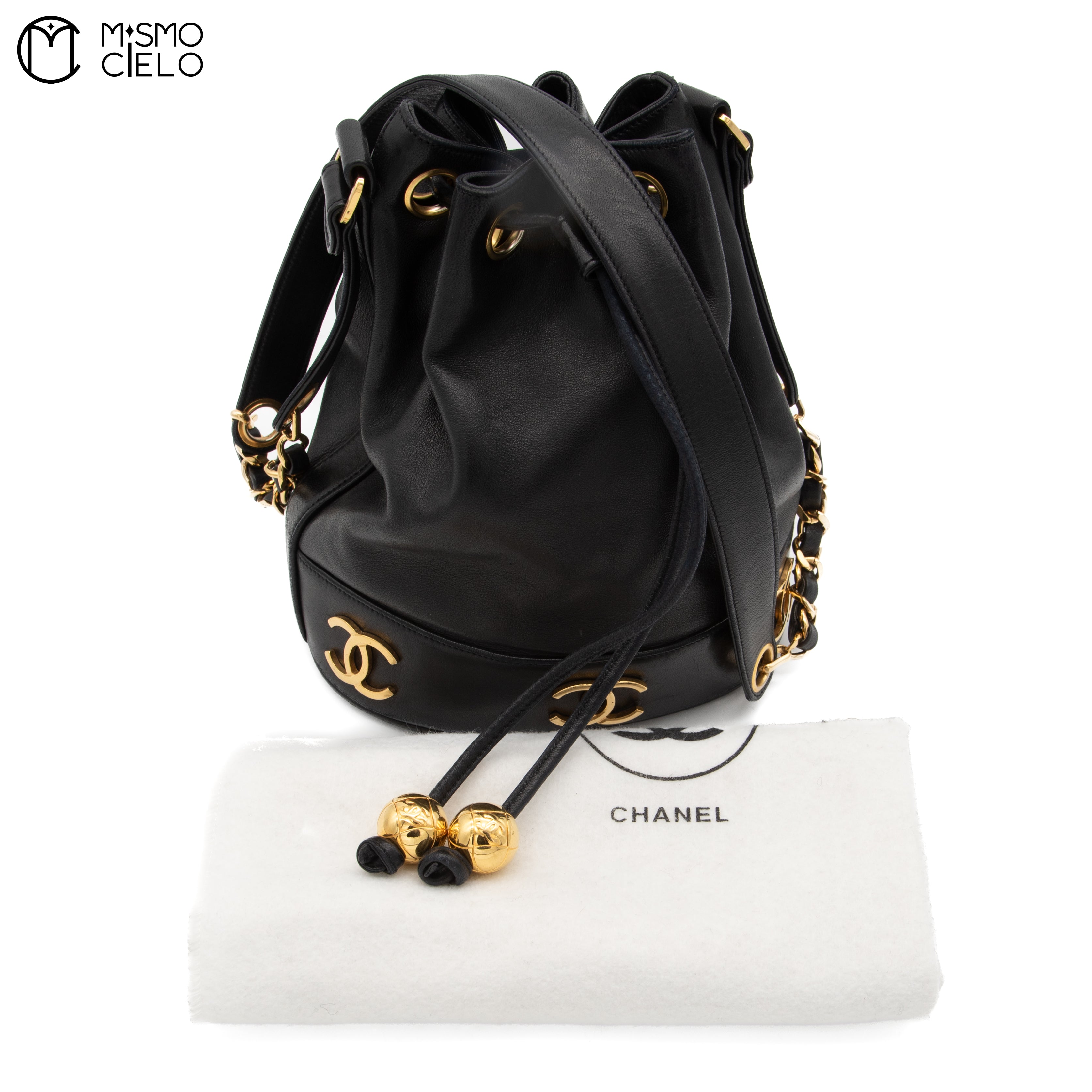 Triple Coco Drawstring Shoulder Bag With Charm Pouch