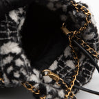 White And Black Mini Cashmere Jacquard Camellia