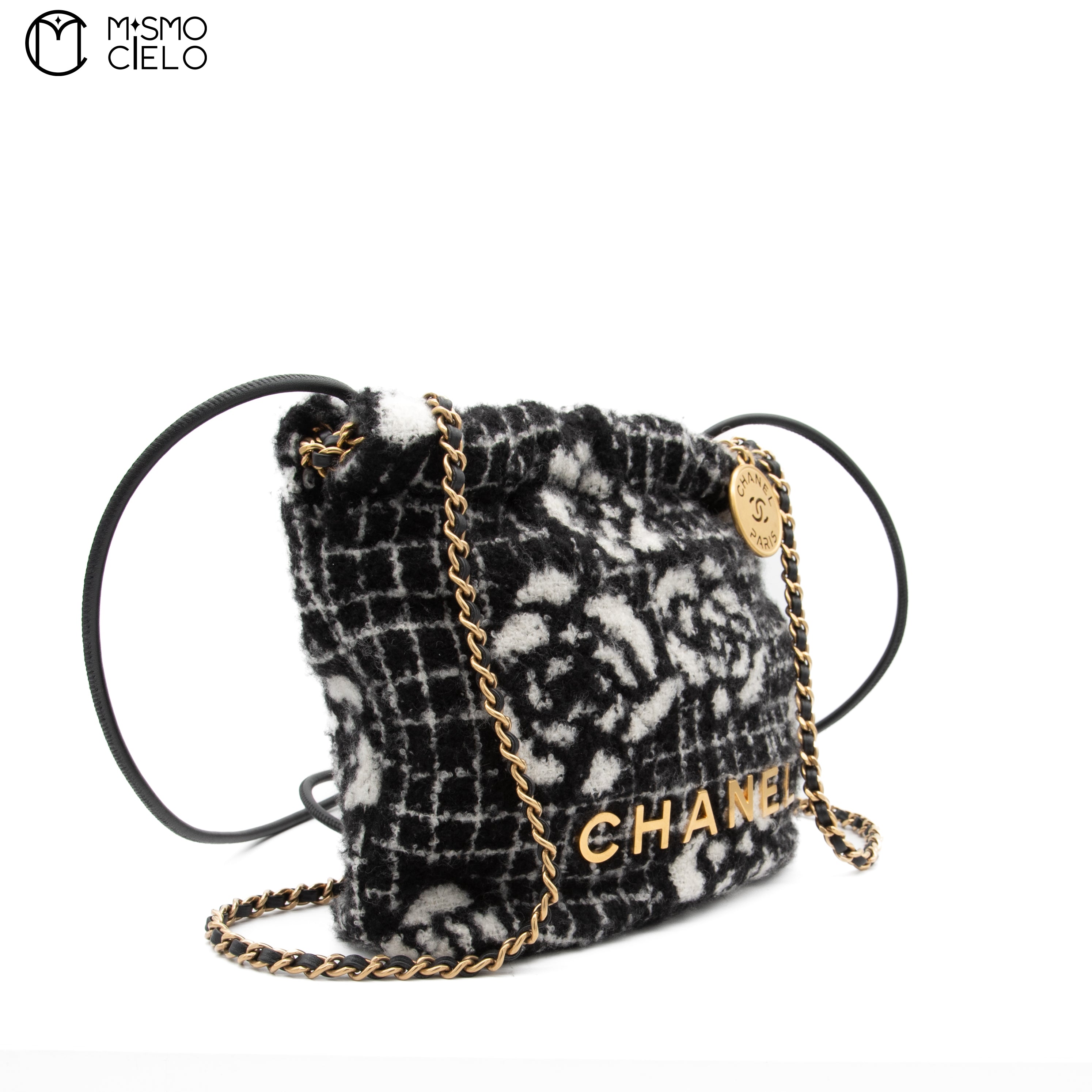 White And Black Mini Cashmere Jacquard Camellia