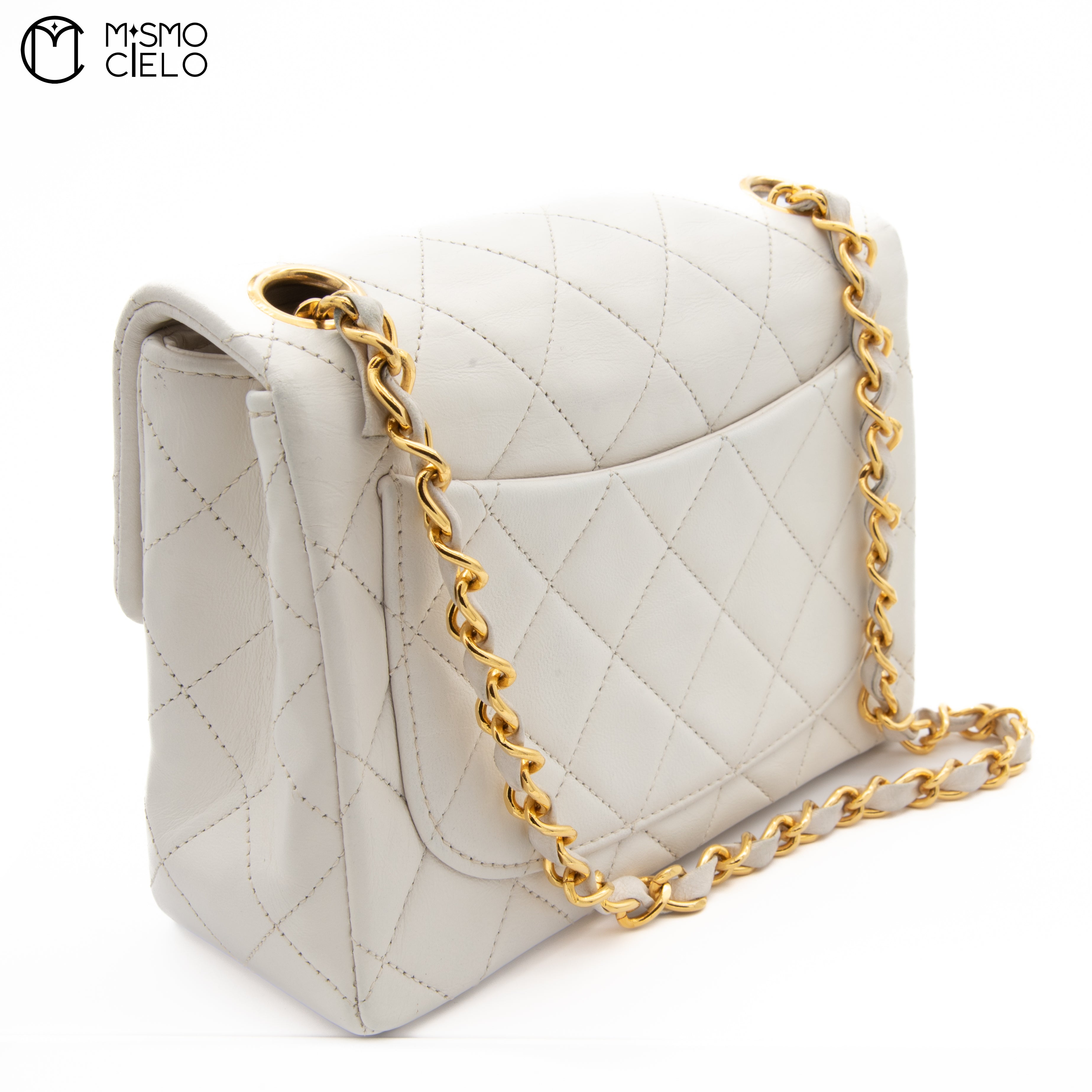 Mini Matelasse White Shoulder Bag