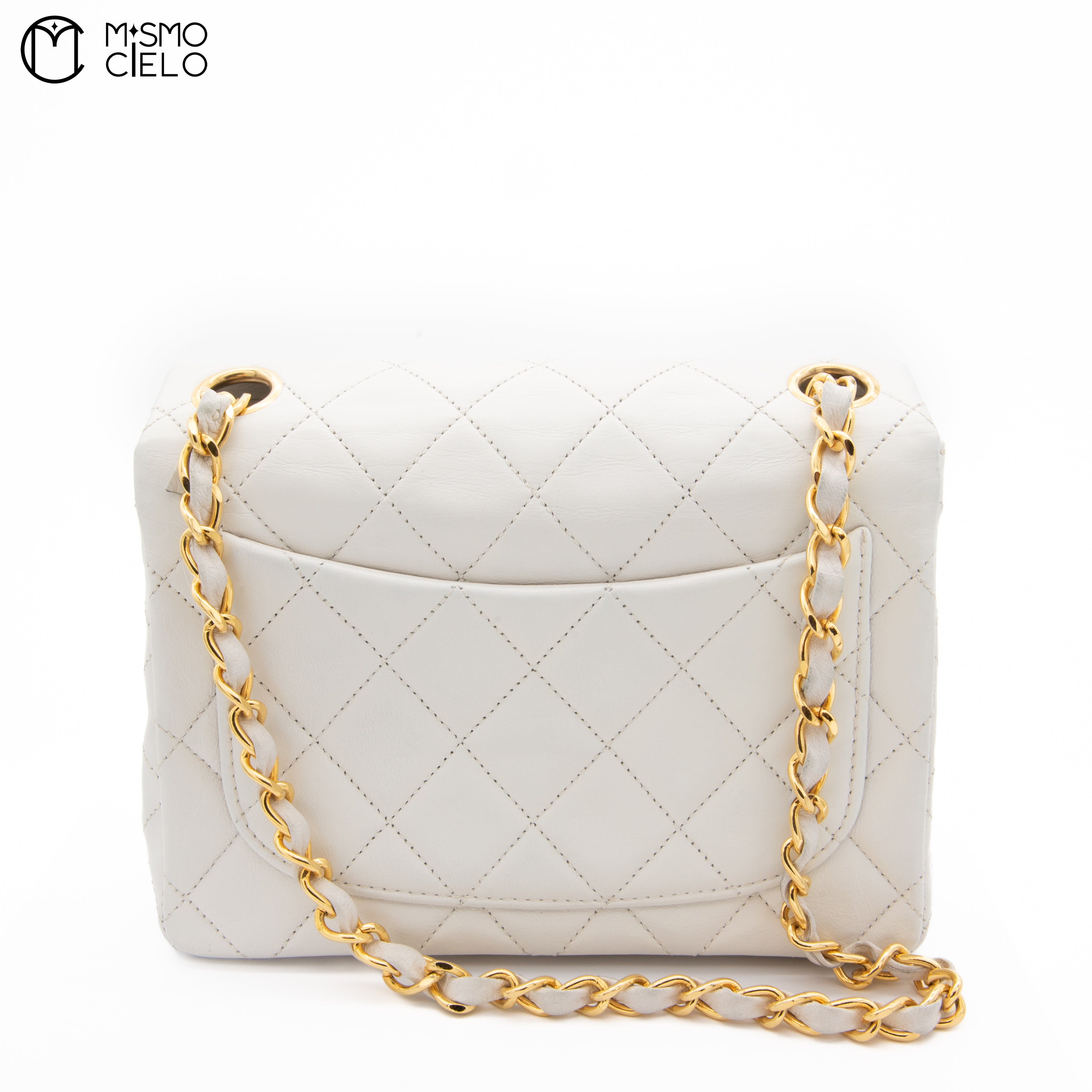 Mini Matelasse White Shoulder Bag