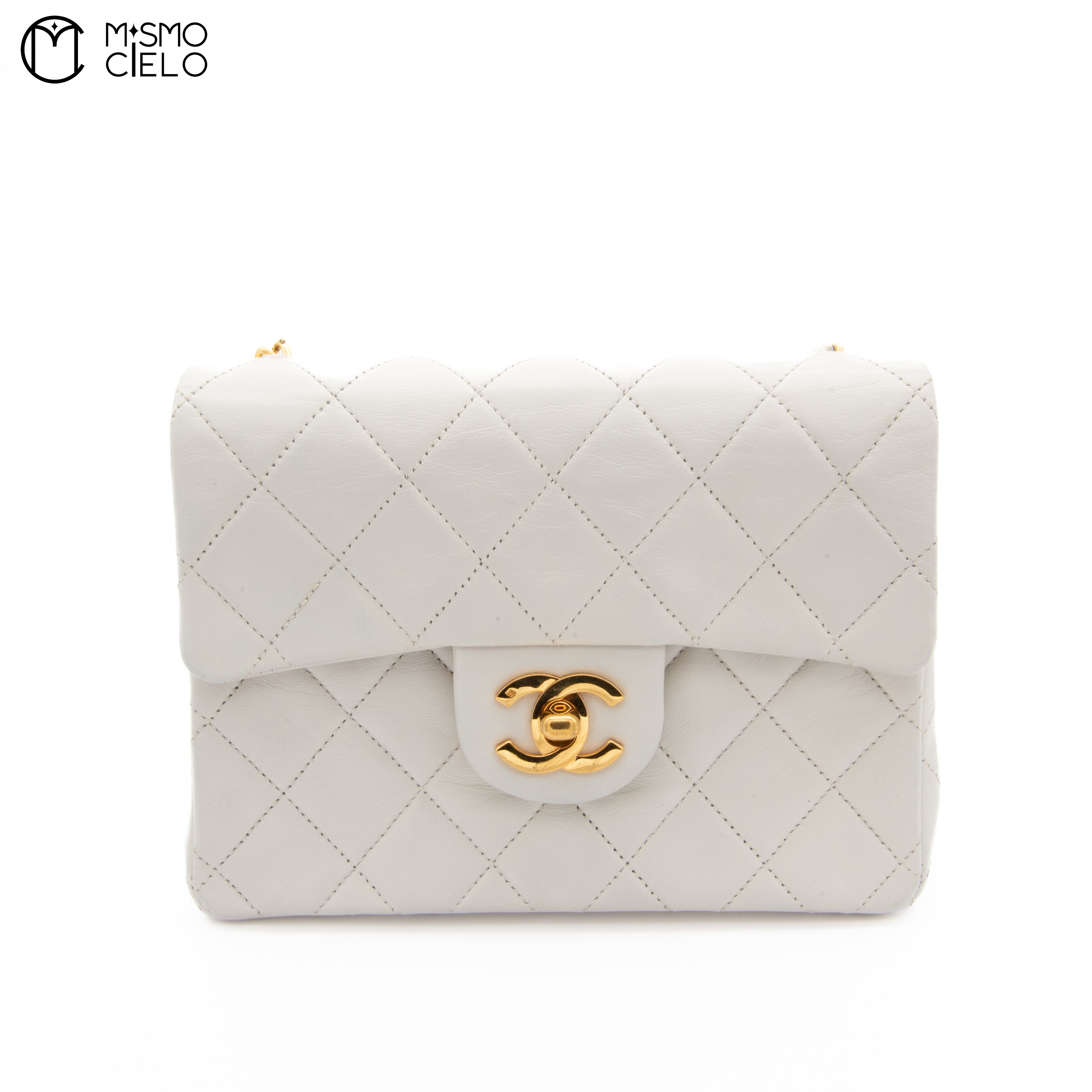 Mini Matelasse White Shoulder Bag