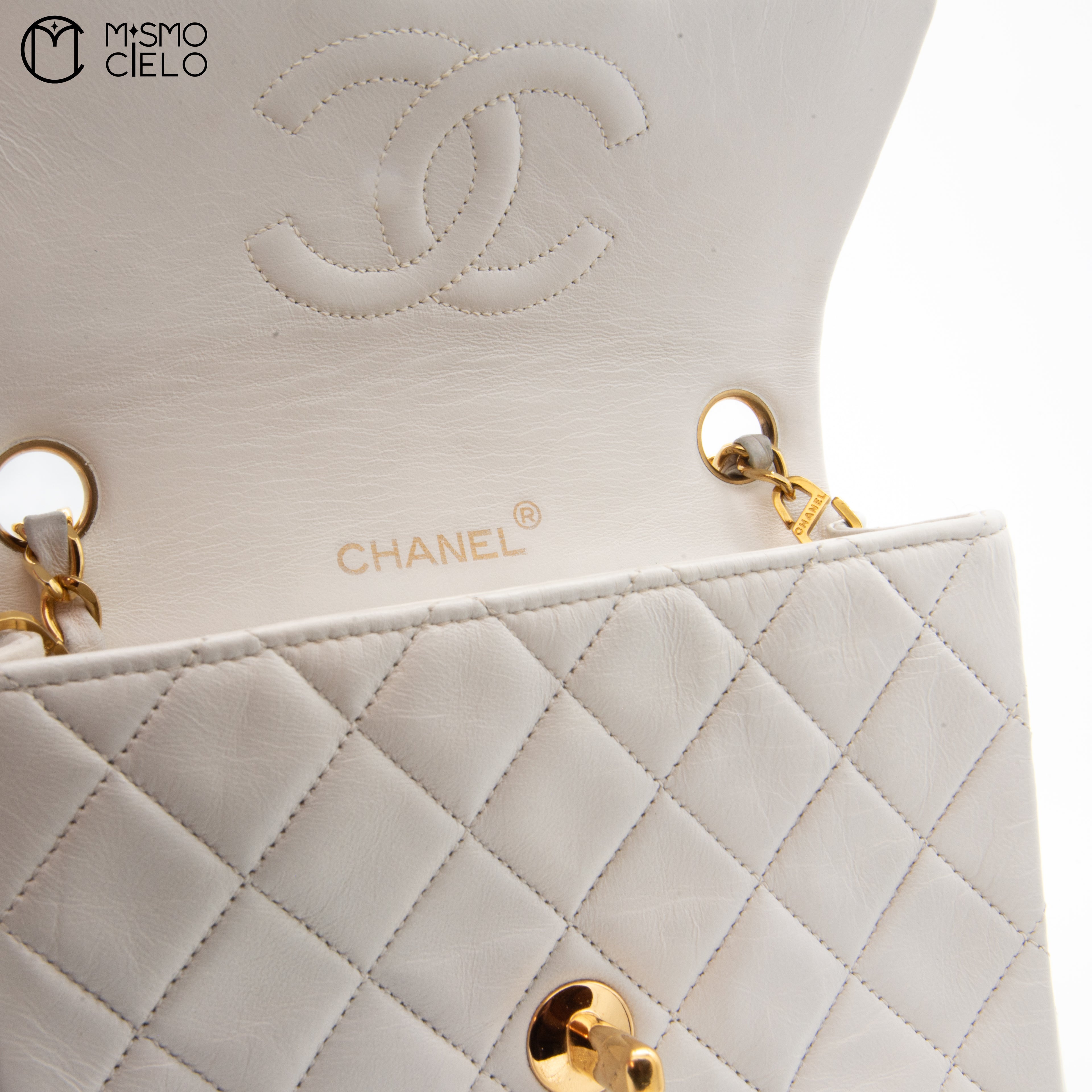 Mini Matelasse White Shoulder Bag