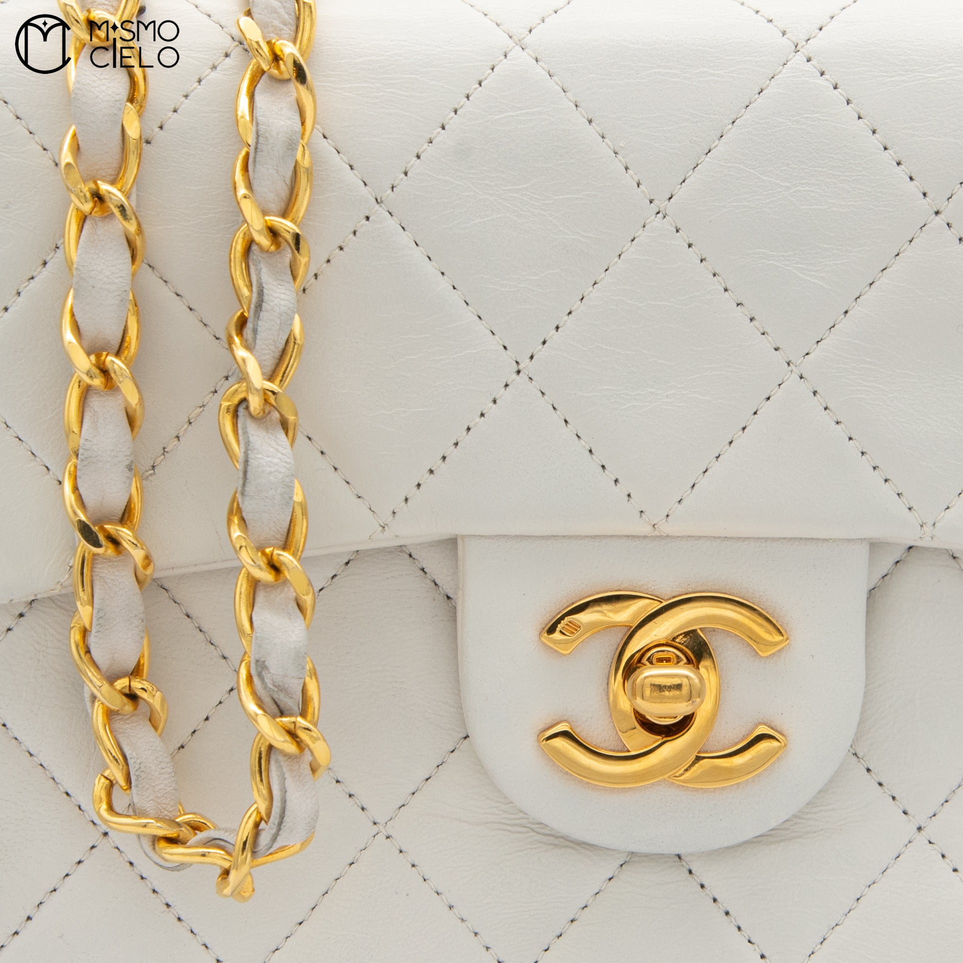 Mini Matelasse White Shoulder Bag