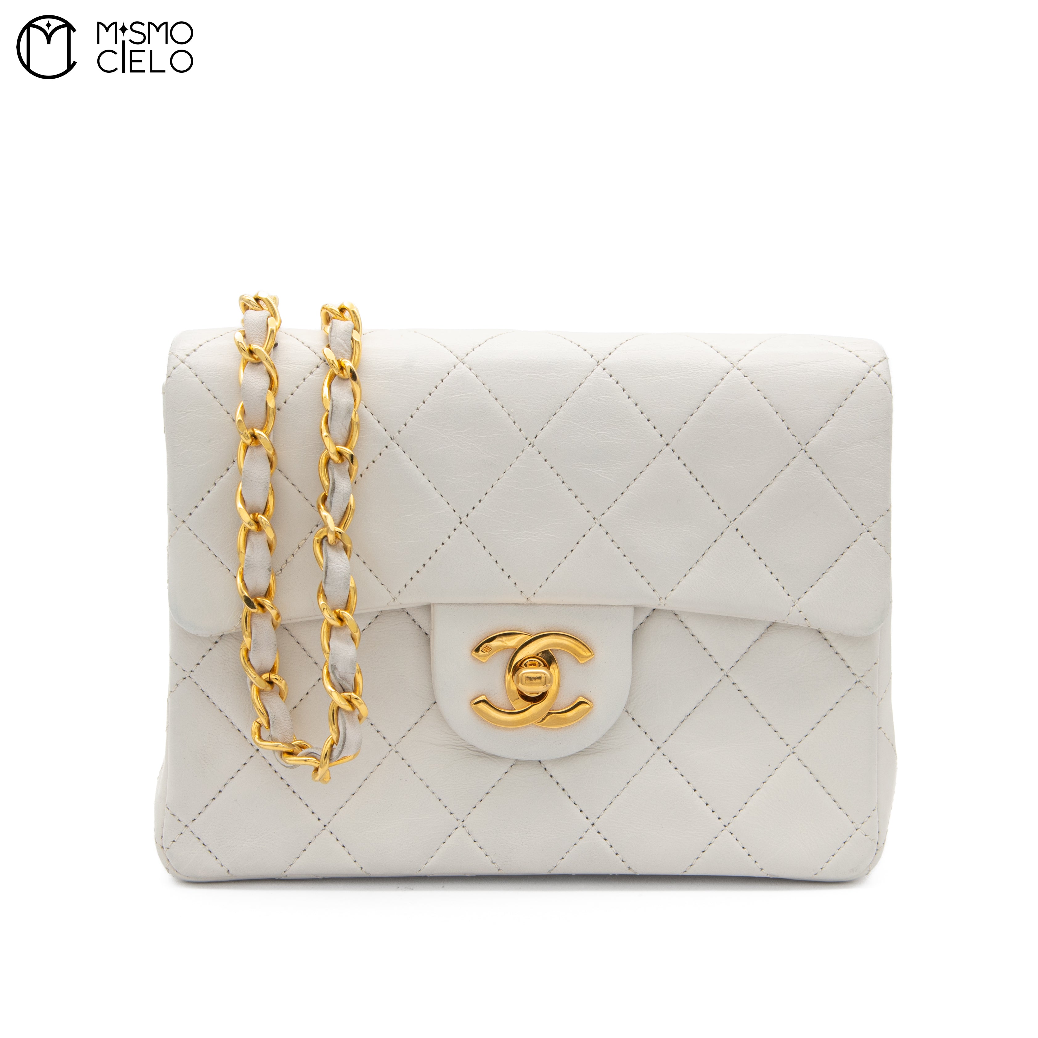 Mini Matelasse White Shoulder Bag