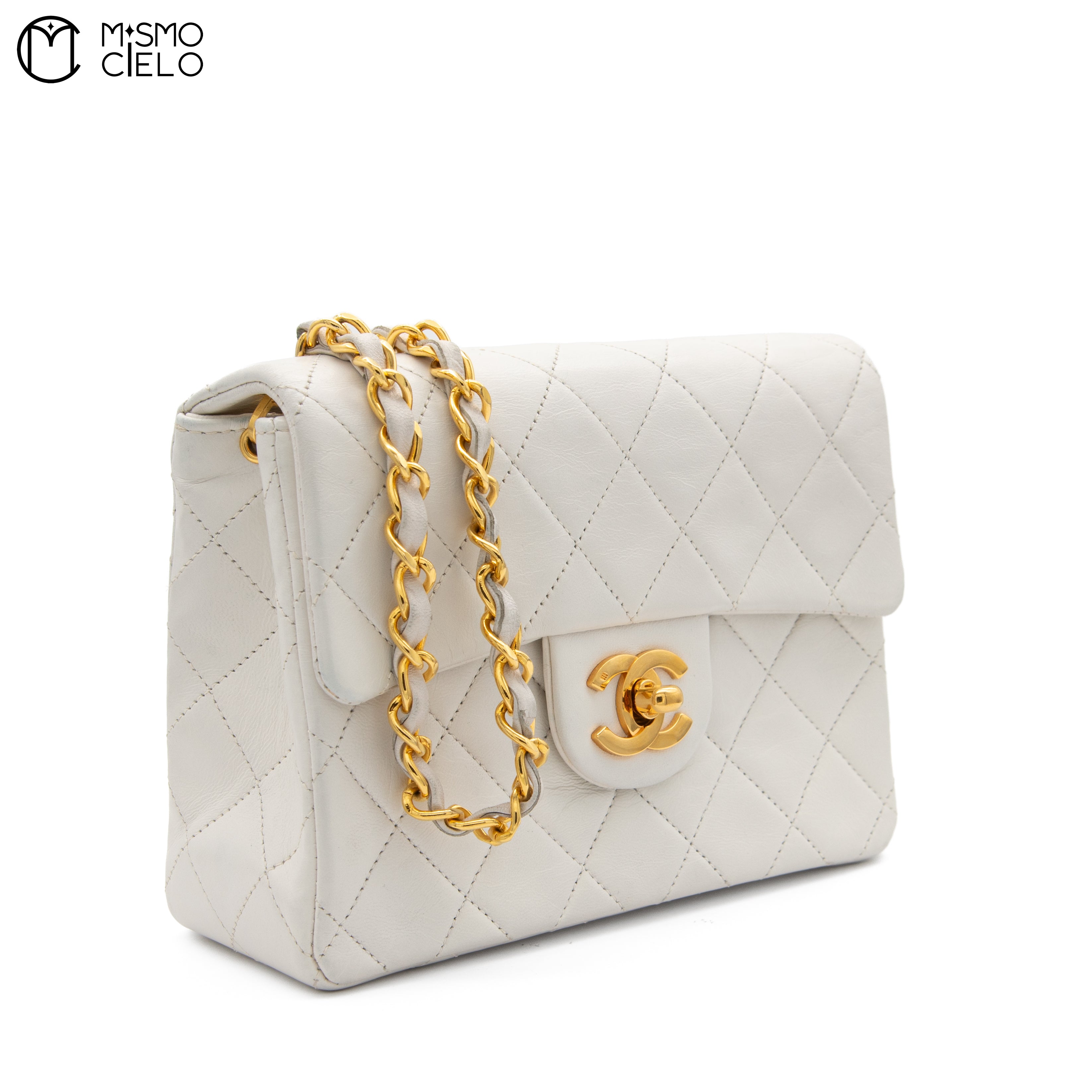 Mini Matelasse White Shoulder Bag
